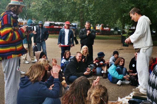 Free Rob addressing the crowd