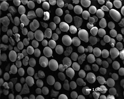 Electron microscope image of the glass beads